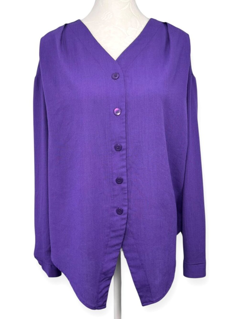 Vintage 90s Purple Rayon Blouse Mervyns Partners Size Small